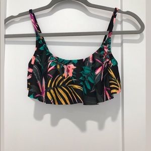Floral ruffled bikini top.